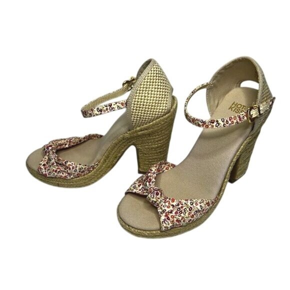 Hot Kiss Floral Ankle-Strap Chunky Heel Sandals Womens Size 8 - Picture 2 of 10